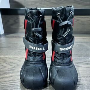 Sorel Kids Black and Red Winter Boots-new